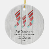 Kerstvoorraad Gepersonaliseerde familie van drie Keramisch Ornament (Voorkant)