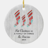 Kerstvoorraad Gepersonaliseerde familie van drie Keramisch Ornament (Achterkant)