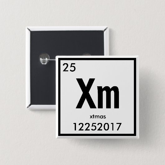 kerstvormig chemisch element vierkante button 5,1 cm (Voorkant /achterkant)