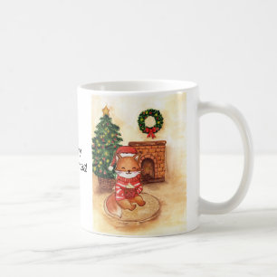 Kerstvos bij de open haard koffiemok