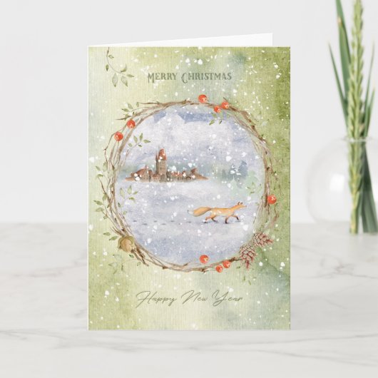 kerstvos feestdagen kaart (Voorkant)