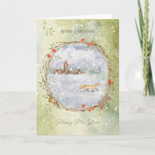 kerstvos feestdagen kaart