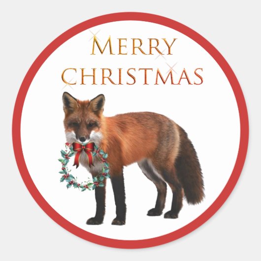 Kerstvos Glanzende Ronde Sticker (Voorkant)