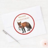 Kerstvos Glanzende Ronde Sticker (Envelop)