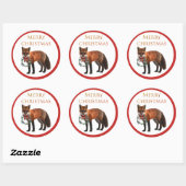 Kerstvos Glanzende Ronde Sticker (Vel)