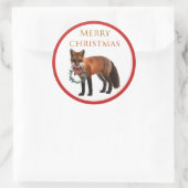 Kerstvos Glanzende Ronde Sticker (Tas)