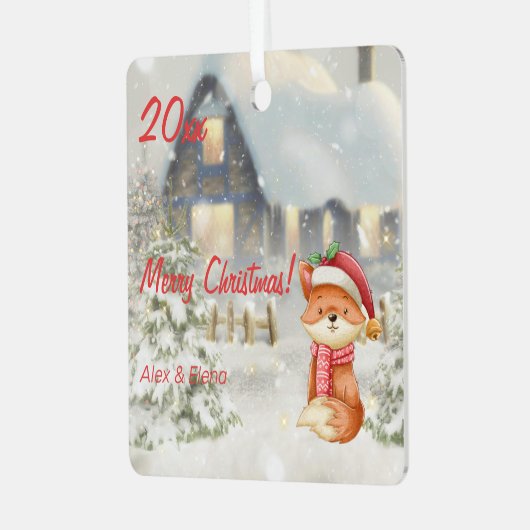 Kerstvos huis foto Square Ornament (Voorkant links)