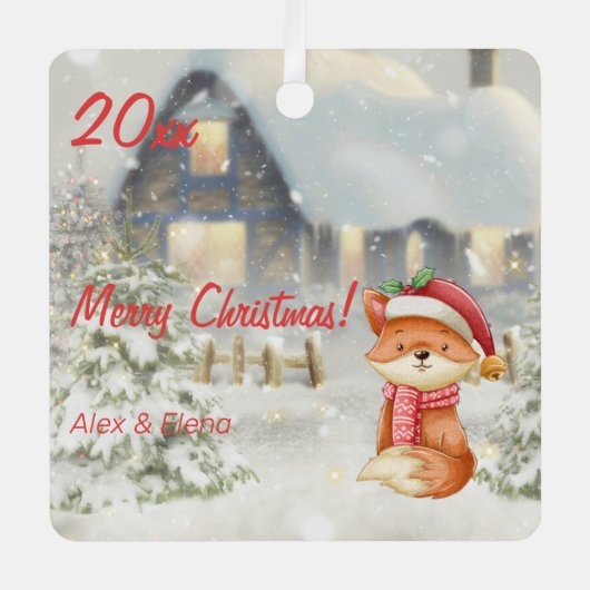 Kerstvos huis foto Square Ornament (Voorkant)