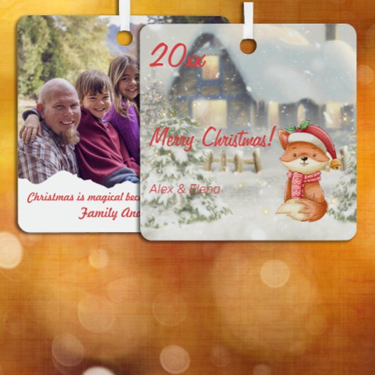 Kerstvos huis foto Square Ornament