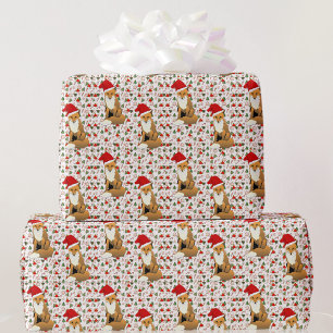 kerstvos in een Pet van de Kerstman Cadeaupapier