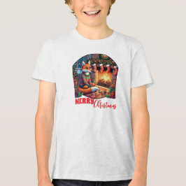 Kerstvos met kousen en Holly Tri-Blend Shirt