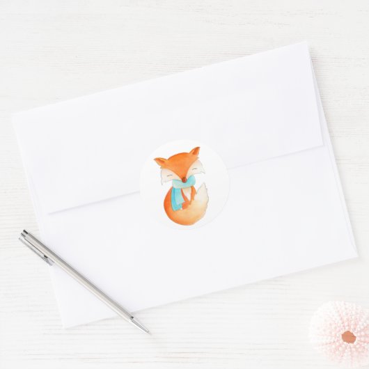 Kerstvos met sjaal winter sticker (Envelop)