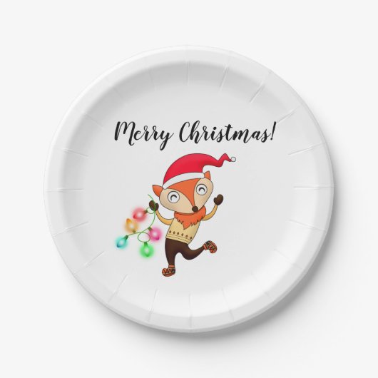 Kerstvos Papieren Feestborden Bordje (Voorkant)