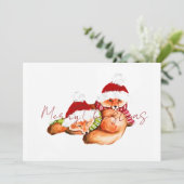 Kerstvos vrolijk feest vos      feestdagenkaart (Staand voorkant)