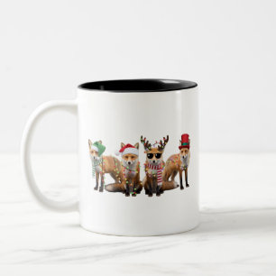 Kerstvosliefhebbers Familie Dier Kerstvakantie Tweekleurige Koffiemok