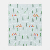 Kerstvossen in besneeuwd bos met cadeaus fleece deken (Voorkant)