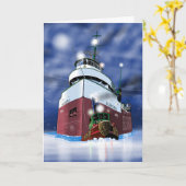 Kerstvrachtschip en sleepboot kaart (Gele Bloem)