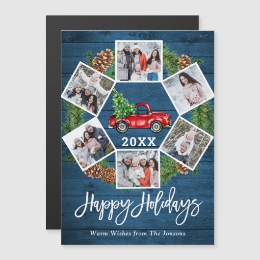 Kerstvrachtwagen 6 PHOTO Holiday Magnetic Card (Voorkant / Achterkant)