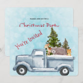 Kerstvrachtwagen met Cute Animals Party Kaart (Voorkant / Achterkant)