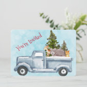 Kerstvrachtwagen met Cute Animals Party Kaart (Staand voorkant)
