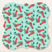 Kerstvrachtwagen met een roodbruine boom kartonnen onderzetters (Voorkant)