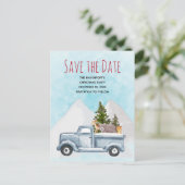 Kerstvrachtwagen met kalkoenen Bewaar de datum Uitnodiging Briefkaart (Staand voorkant)