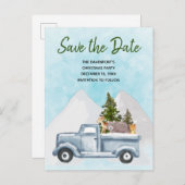 Kerstvrachtwagen met kalkoenen Bewaar de datum Uitnodiging Briefkaart (Voorkant / Achterkant)