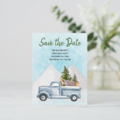 Kerstvrachtwagen met kalkoenen Bewaar de datum Uitnodiging Briefkaart (Staand voorkant)