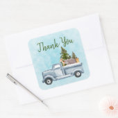 Kerstvrachtwagens die bomen en dieren vervoeren Ha Vierkante Sticker (Envelop)