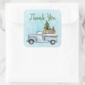 Kerstvrachtwagens die bomen en dieren vervoeren Ha Vierkante Sticker (Tas)