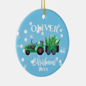 Kerstvrachtwagens Foto Cute Blue Kinder Keramisch Ornament (Rechts)