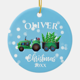 Kerstvrachtwagens Foto Cute Blue Kinder Keramisch Ornament