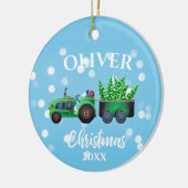 Kerstvrachtwagens Foto Cute Blue Kinder Keramisch Ornament (Links)
