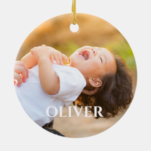 Kerstvrachtwagens Foto Cute Blue Kinder Keramisch Ornament (Achterkant)