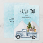 Kerstvrachtwagens met bomen en dieren bedankkaart (Voorkant / Achterkant)