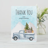 Kerstvrachtwagens met bomen en dieren bedankkaart (Staand voorkant)
