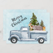 Kerstvrachtwagens met bomen en dieren feestdagenkaart (Voorkant / Achterkant)