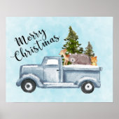 Kerstvrachtwagens met bomen en dieren poster (Voorkant)