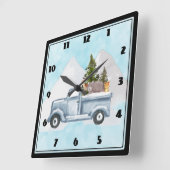 Kerstvrachtwagens met bomen en dieren vierkante klok (Hoek)