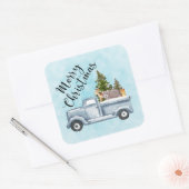 Kerstvrachtwagens met bomen en dieren vierkante sticker (Envelop)