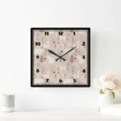 Kerstvrachtwagens met bomen en dierentuin vierkante klok (Huis)