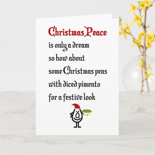 Kerstvrede, een grappig kerstgedicht kaart (Gele Bloem)