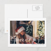 Kerstvrede en Joy Typografie Foto Briefkaart (Voorkant / Achterkant)