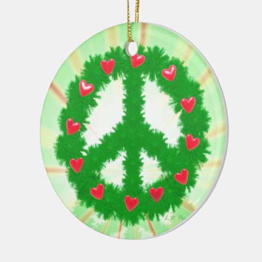 Kerstvrede harten Wreath Keramisch Ornament (Links)