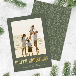 Kerstvrede Joy Love Green Snowflake 1 foto Folie Feestdagenkaart