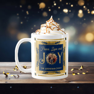 Kerstvrede, liefde en vreugde Familiefoto Koffiemok