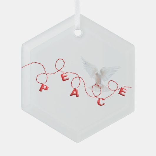 Kerstvrede met witte dove glas ornament (Voorkant)