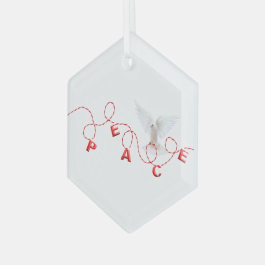 Kerstvrede met witte dove glas ornament (Voorkant links)