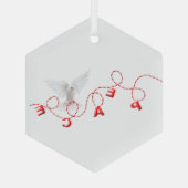 Kerstvrede met witte dove glas ornament (Achterkant)