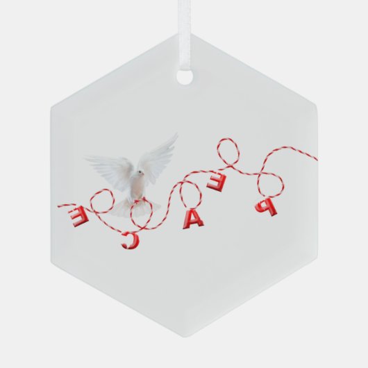 Kerstvrede met witte dove glas ornament (Achterkant)